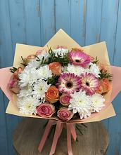Букет цветов из:  Розы, Герберы и Хризантемы #REPLACE_PRED# Тамале