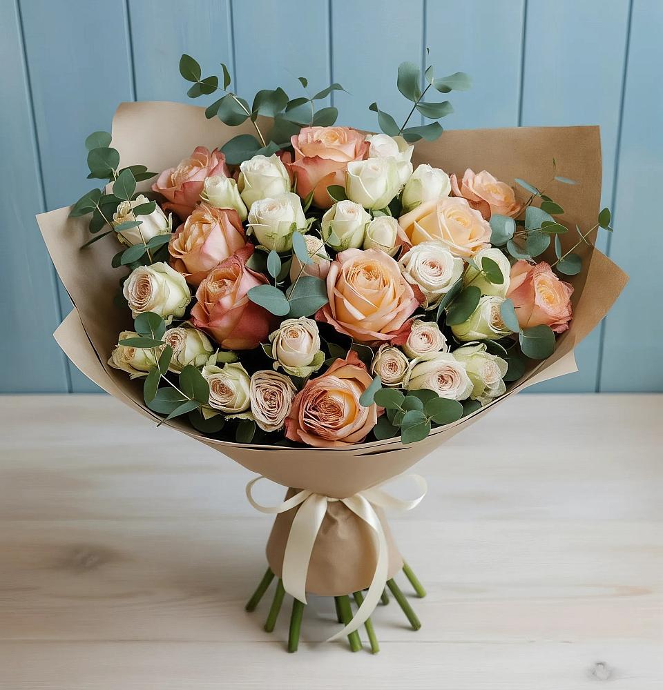 Букет цветов из: Альстромерии и Розы в Тамале