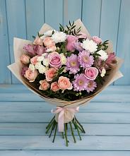 Букет цветов из:  Хризантемы, Розы и Альстромерии в Тамале