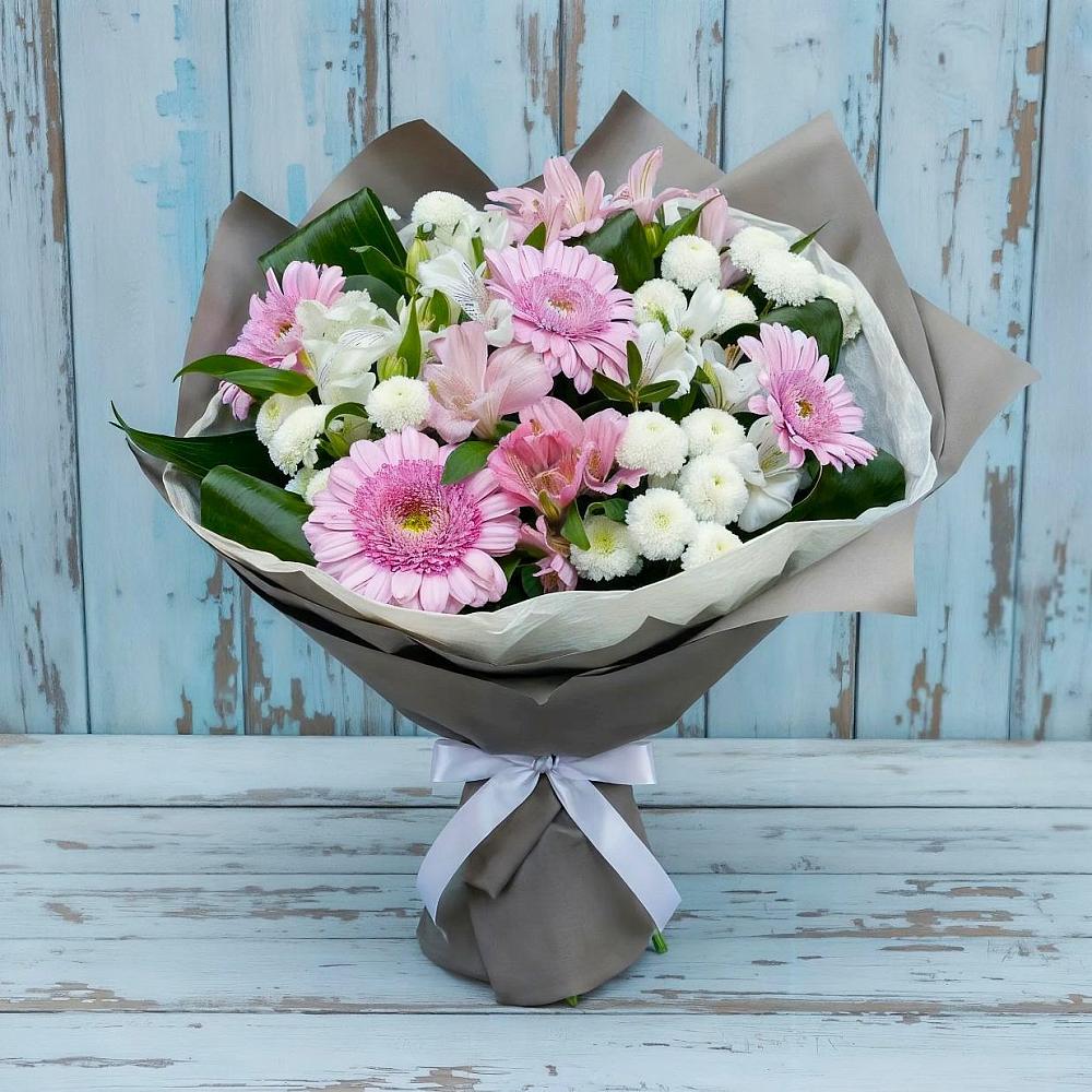 Букет цветов из: Герберы, Альстромерии и Хризантемы в Тамале