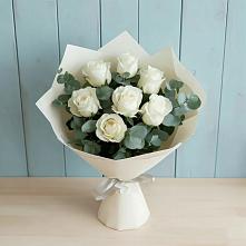 Букет Белые розы в Эвкалипте в Тамале